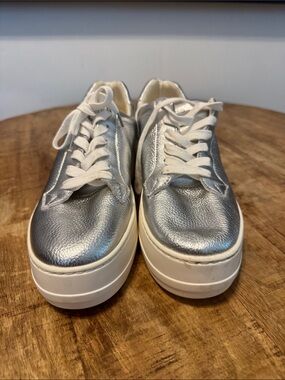 Dune London Silver Platform Lace-Up Sneakers